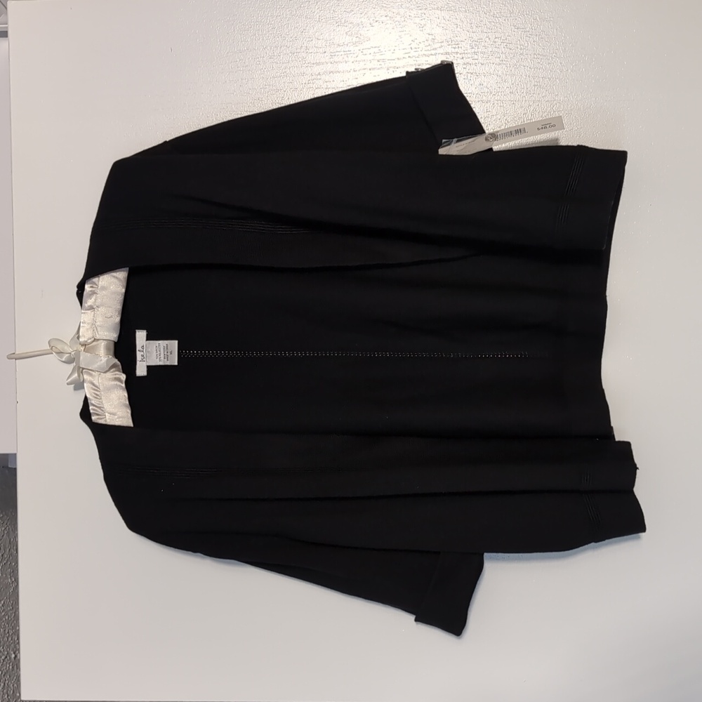 Isela Short Sleeve Open Front Black Cardigan Size XL NWT